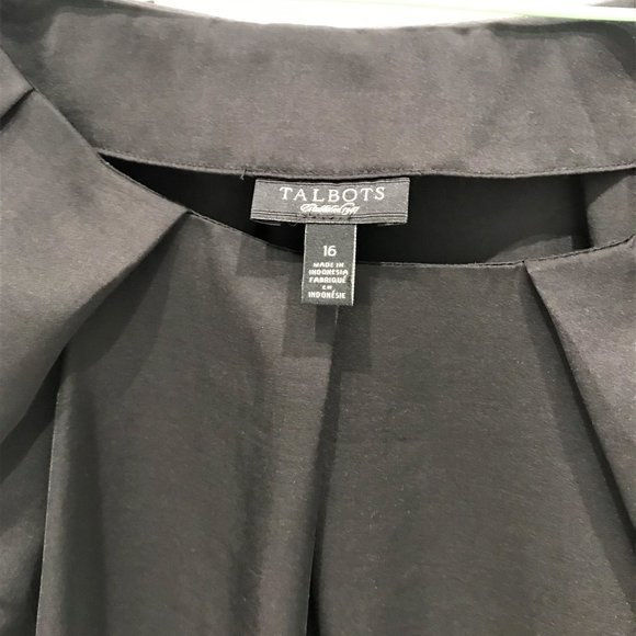 Talbots Women Black Pleated 3/4 Sleeve Blouse Tunic Size 16 - Picture 2 of 6
